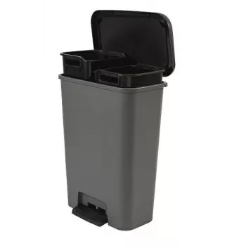 CURVER Decobin Duo pedaalemmer 23+23L donkergrijs/zwart