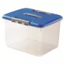 CURVER Hobby Optima 30L opbergbox met deksel en handgreep, transparante bodem met blauw deksel, 42,8 x 34 x 28,1 cm