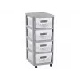 Curver Infinity boekenrek op wielen 4x11L perforatiepatroon grijs/wit