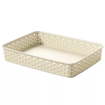 CURVER My Style A4 opbergmand in crème rattanlook — duurzame PP-organizer met geïntegreerde handgrepen, stapelbaar