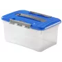 Curver Optima 15L opbergbox met deksel en handgreep, transparant/blauw