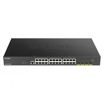 D-Link DGS-1250-28XMP 28-poorts smart managed L3 Lite PoE+ gigabit switch met 4x 10G SFP+ uplinks, 370W PoE-budget, rack-monteerbaar