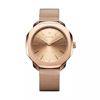 D1 Milano SSML02 Ultra Thin Bracelet Watch 36mm zwarte wijzerplaat RVS