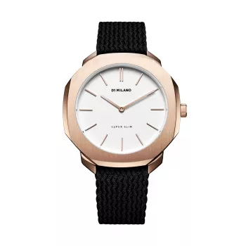 D1 Milano SSPL04 Ultra Thin unisex horloge 36mm zwarte wijzerplaat zilveren mesh band