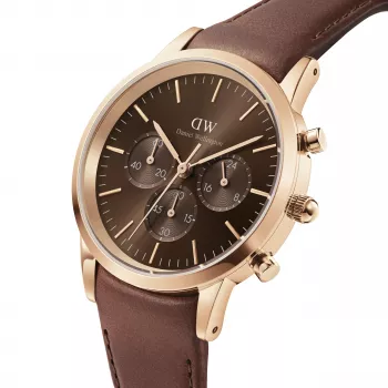Daniel Wellington Classic 42mm herenhorloge DW00100640 - roségoud kast, zwarte wijzerplaat, zwarte leren band