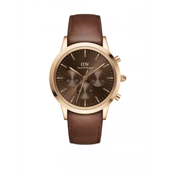 Daniel Wellington Classic 42mm herenhorloge DW00100640 - roségoud kast, zwarte wijzerplaat, zwarte leren band