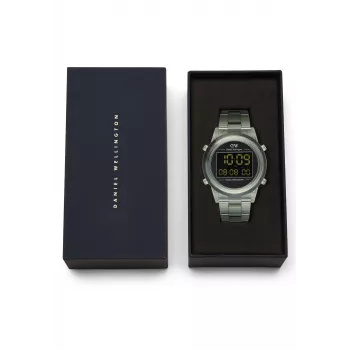 DANIEL WELLINGTON Classic 42mm roestvrijstalen horloge met zwarte leren band – roségouden kast, eierschaalwitte wijzerplaat, Japans kwarts