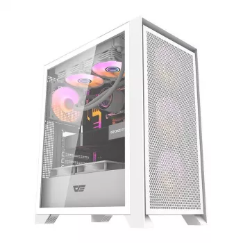 Darkflash DRX70 MESH witte mid-tower computerbehuizing met 4 RGB-ventilatoren