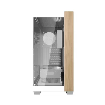 Darkflash DS900W Witte Mid-Tower Computer-behuizing, ATX, gehard glas, zonder ventilatoren