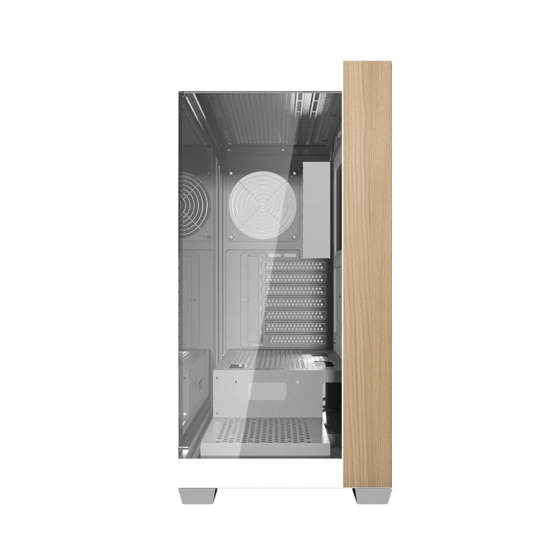 Darkflash DS900W Witte Mid-Tower Computer-behuizing, ATX, gehard glas, zonder ventilatoren