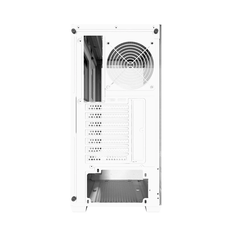 Darkflash DS900W Witte Mid-Tower Computer-behuizing, ATX, gehard glas, zonder ventilatoren