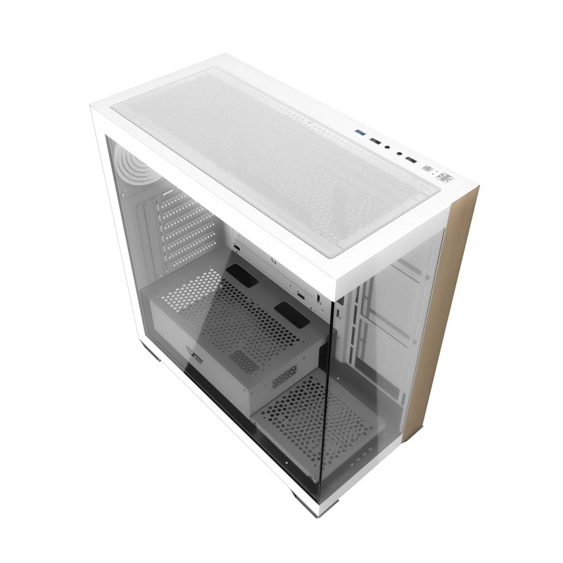 Darkflash DS900W Witte Mid-Tower Computer-behuizing, ATX, gehard glas, zonder ventilatoren