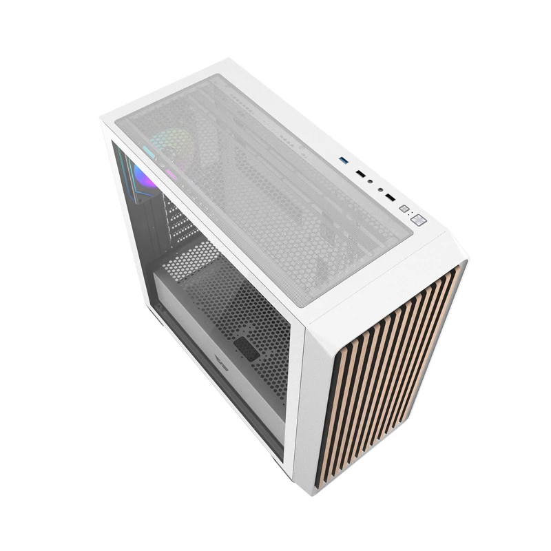 Darkflash DS900WD ATX mid-tower computerbehuizing (wit) met 4 ARGB-ventilatoren en zijpaneel van gehard glas