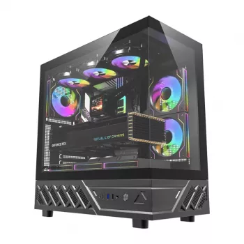 DarkFlash DS950 mid-tower computerbehuizing (zwart) met 6 voorgeïnstalleerde ARGB-ventilatoren