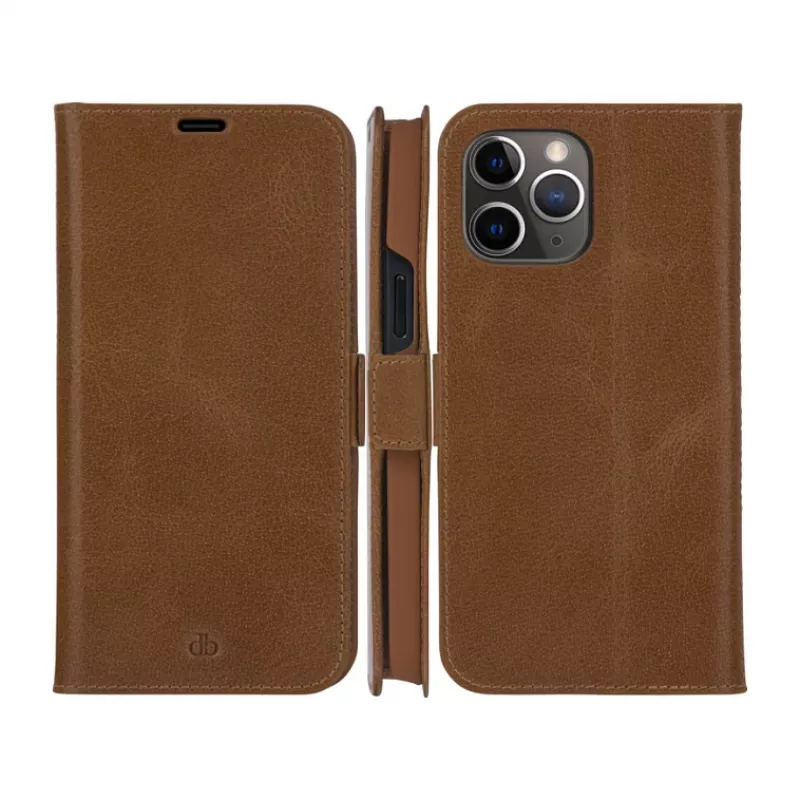 dbramante1928 Copenhagen Slim flipcase voor Apple iPhone 13 Pro Max, gegrijnsd leer, lichtbruin