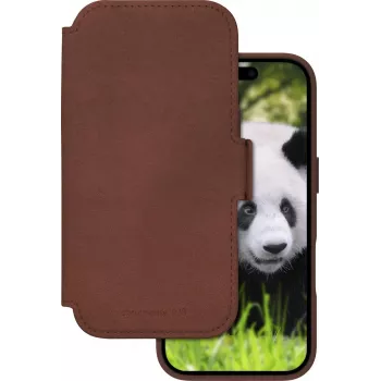 dbramante1928 Lynge flipcase voor mobiele telefoon - MagSafe-compatibel - echt leer - Dark Tan - voor Apple iPhone 17