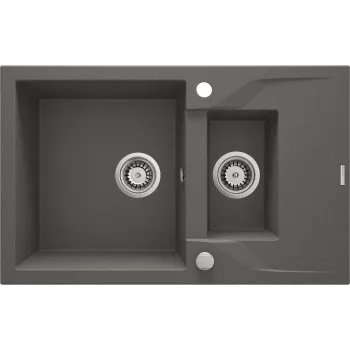 DEANTE 1.5-bowl granieten composiet keukenspoelbak met afdruiprek - zwart