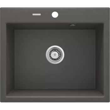 DEANTE 1-bowl graniet composiet spoelbak met afdruipgedeelte, grafiet, inbouw, 450 mm onderkast