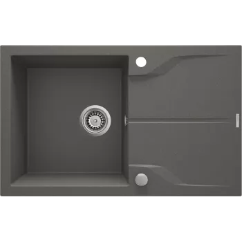 DEANTE 1-bowl granieten composiet keukenspoelbak met geïntegreerd afdruipvlak - zwart (Nero) 780x435mm