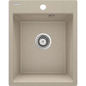DEANTE 1-bowl granieten spoelbak met afdruipgedeelte - zwart (Nero) - opbouw