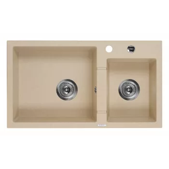 DEANTE 2-bak graniet-composiet keukenspoelbak met afdruipgedeelte - beige