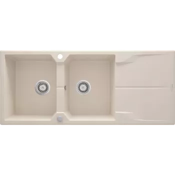 DEANTE 2-Bowl Granite Composite Keukenwasbak met afdruiprek - Grafiet