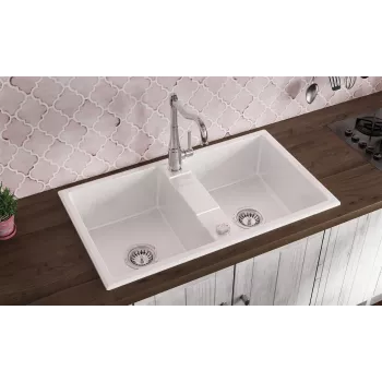 DEANTE 2-kom Granieten Wasbak Zwart 780x435mm Inbouw