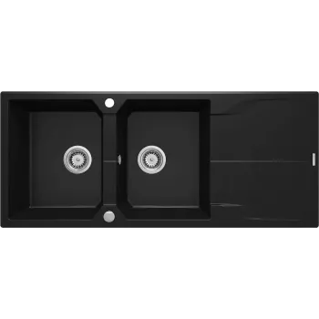 DEANTE 2-bowl granieten spoelbak met afdruipgedeelte - onyx zwart