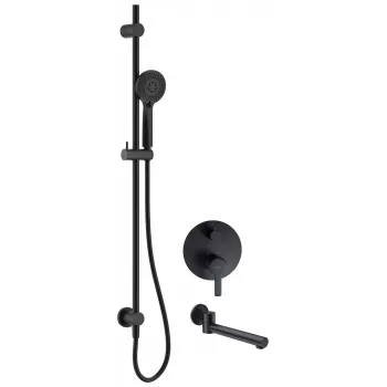 DEANTE Arnika inbouw-douchset met baduitloop, mat zwart, 250 mm regendouche