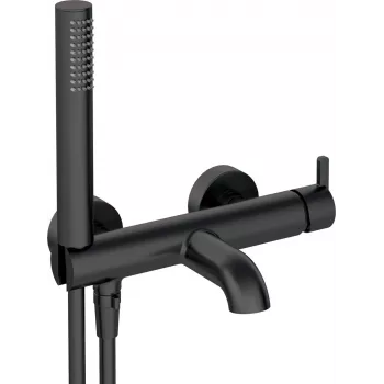 DEANTE Arnika Nero badkraan met doucheset, mat zwart, wandmontage, eenhendelmengkraan, keramische cartridge, handdouche, 150 cm slang