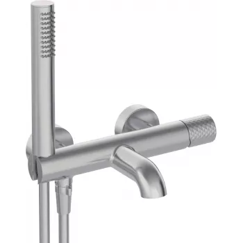 DEANTE badkraan met doucheset - mat zwart, wandmontage, messing, keramische cartridge, handdouche, 150 cm slang, serie Arnika