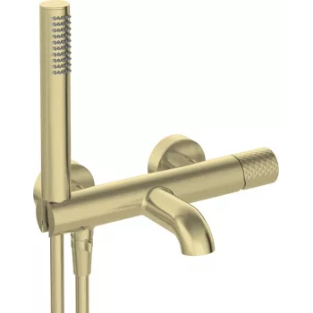 DEANTE badkraan met doucheset – wandgemonteerde eenhendelmengkraan, chroom, messing, keramische cartridge, 150 cm RVS-slang