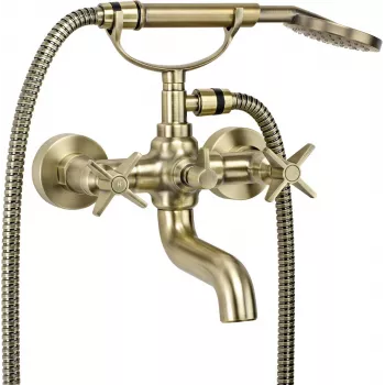 DEANTE badkraan met doucheset, zwart mat, wandmontage, eenhendelmengkraan, messing, 2-gats, 150 mm aansluitafstand