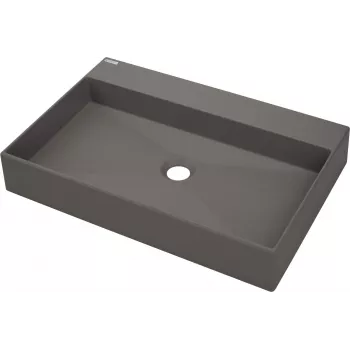 DEANTE granieten wastafel opzetkom met kraangat - 60x40 cm antraciet