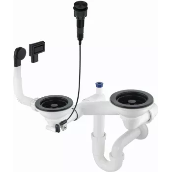 DEANTE ruimtebesparende sifon voor 1,5- en 2-bowl granieten spoelbak