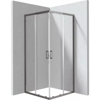 DEANTE vierkante douchecabine 80x80 cm met dubbele schuifdeuren, chromen frame