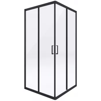 DEANTE hoekdouche 90 cm, mat zwart, dubbele schuifdeuren