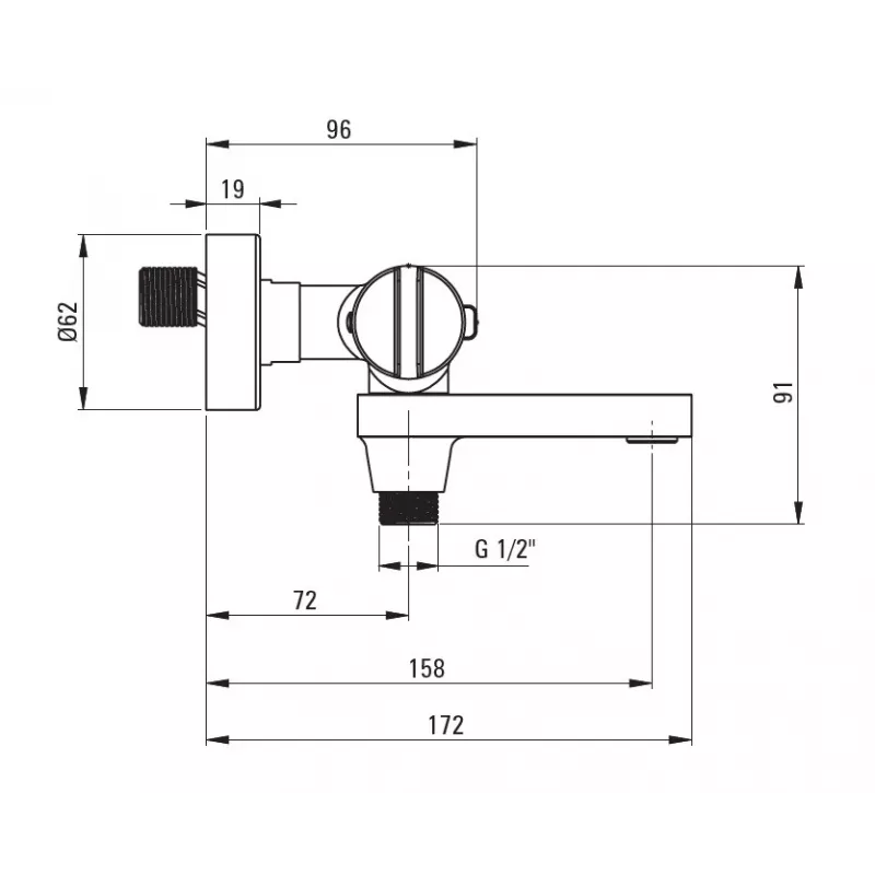 DEANTE Thermostatische badkraan zwart wandmontage messing