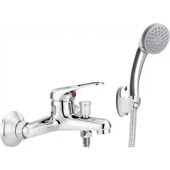 DEANTE wand-badkraan met doucheset, chroom, 2-gats, messing, 35 mm keramische cartridge