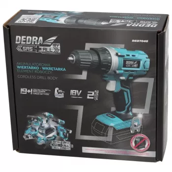 DEDRA DED7040 18V accu-slagboorschroevendraaier met 50 Nm koppel, 13 mm metaalboorhouder, LED-licht