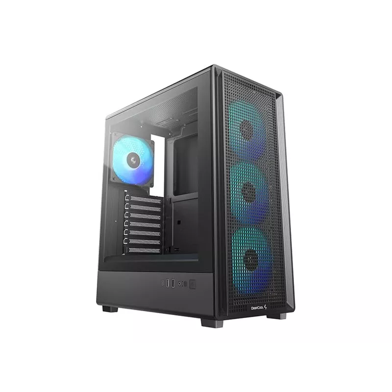 Deepcool CC550 4F mid-tower behuizing, 4x 120mm LED-ventilator, gehard glas, zwart
