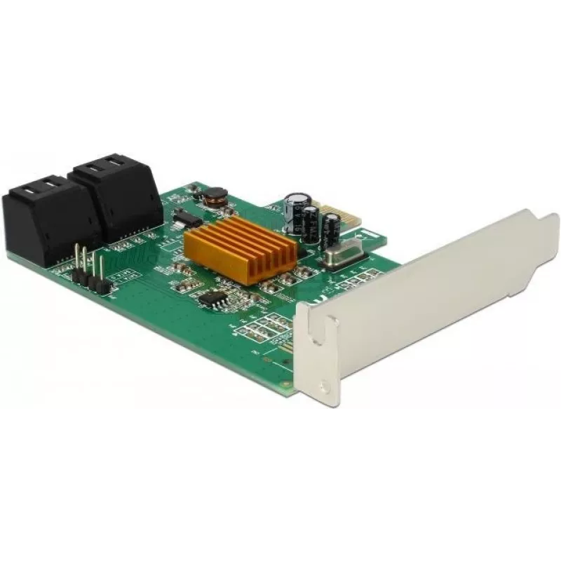 DeLOCK 4 poorts SATA 6Gb/s PCIe 2.0 x1 controllerkaart met Marvell 88SE9215