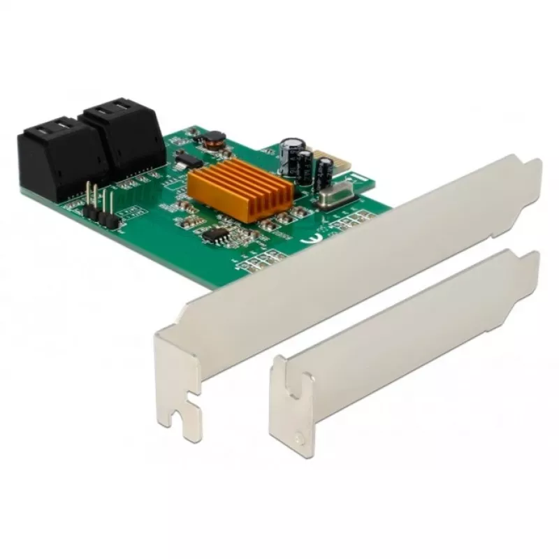 DeLOCK 4 poorts SATA 6Gb/s PCIe 2.0 x1 controllerkaart met Marvell 88SE9215