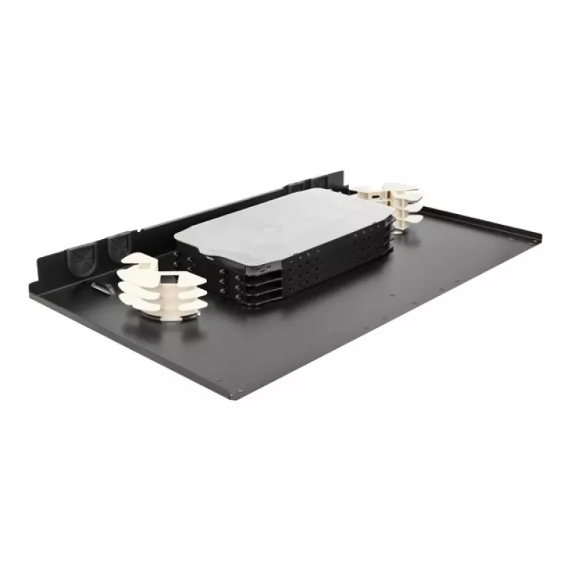 Delock 43350 19 inch 1U glasvezel lasdoos, 96 vezels, zwart