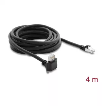 Delock 4m GigE camera-kabel Cat.6 S/FTP RJ45 90° haakse screw-lock naar RJ45 recht - zwart