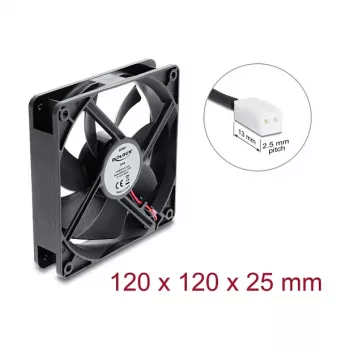 Delock axiale ventilator 48 V DC 120 x 120 x 25 mm 2-pins stekker zwart