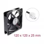 Delock axiale ventilator 48 V DC 120 x 120 x 25 mm 2-pins stekker zwart