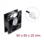 Delock axiale ventilator 48 V DC, 80 x 80 x 25 mm, 2-pins stekker, zwart