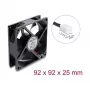 Delock axiale ventilator 48 V DC, 92 x 92 x 25 mm met 2-pins ventilatoraansluiting, zwart