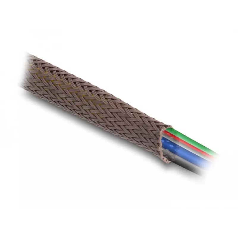 Delock kabelmanagementslang, 12 mm, gevlochten, knaagdierbestendig, rekbaar, 5 m, bruin